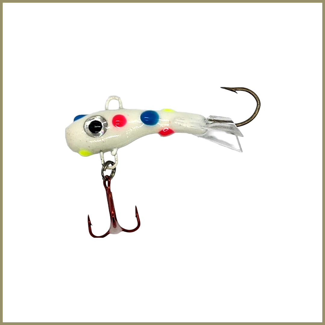 Wonder Bread Glowing walleye minnow for jigging while ice fishing